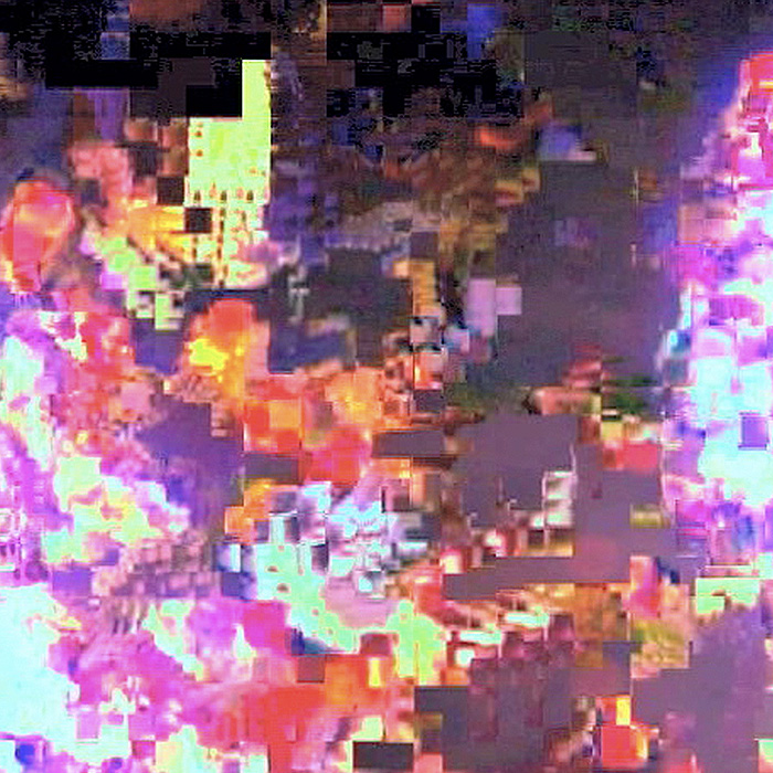 A glitchy image of fireworks.