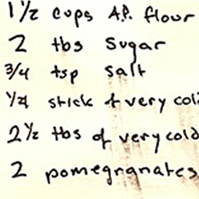 A handwritten recipe card on distressed paper.